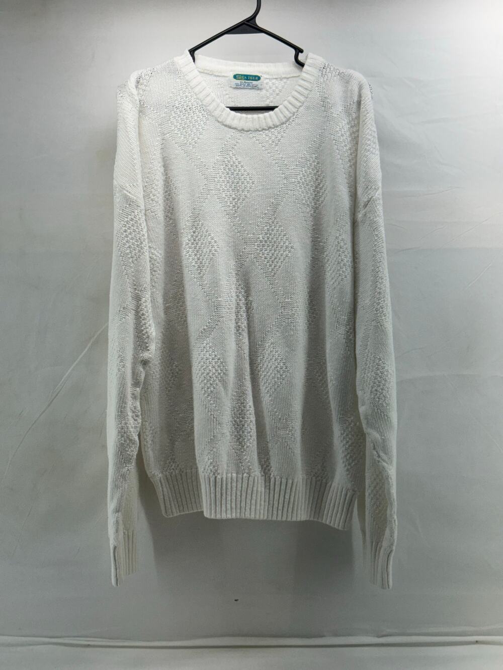 Vintage White cotton sweater roughly XL cotton blend preppy